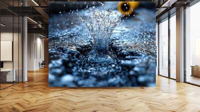 Water Splashing on a Blue Surface  Closeup Abstract Texture Wall mural