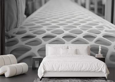 White Geometric Pattern on Modern Architectural Design Wall mural