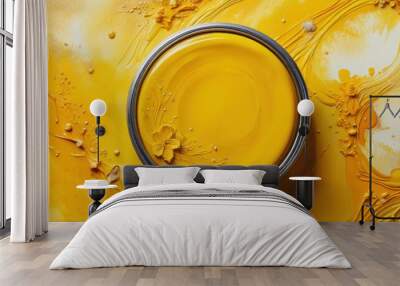 Yellow Paint Can with Floral Design. Wall mural