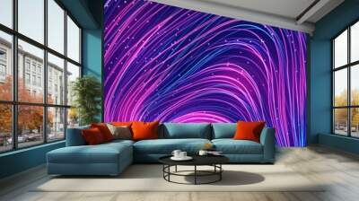 Abstract blue and purple dynamic background.Futuristic vivd neon swirl lines. Light effect. Wall mural