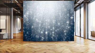 Abstract silver background with white particles. Round bokeh or glitter lights. Design template Wall mural