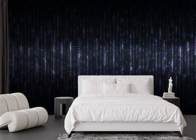 Abstract technology background. Lines texture. Motion dots. Black backdrop. Futuristic wallpaper. Blue and violet color. Wall mural