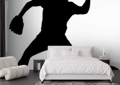 baseball player silhouettes - illustration, isolated on the transparent background Wall mural