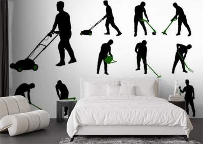 gardening silhouettes - vector Wall mural