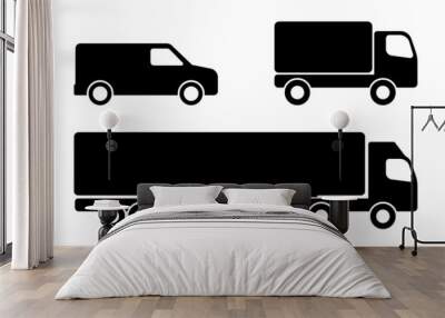 van, truck and lorry icon. simple flat design - vector Wall mural