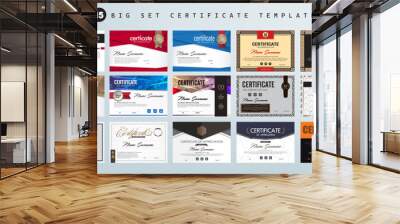 Big set Certificate of appreciation or Award diploma Horizontal template design Wall mural