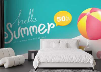 Colorful Summer sale promotion banner with beach vibes background layout banner design and calligraphy summer Wall mural