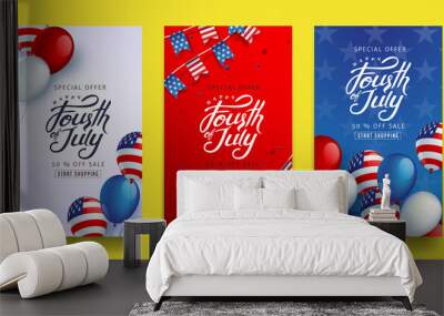 Independence day USA sale banner template .4th of July celebration poster template.fourth of july vector illustration . Wall mural