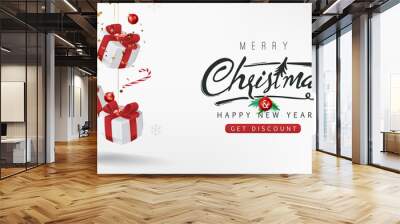 Merry christmas sale banner background.Merry Christmas text Calligraphic Lettering Vector illustration. Wall mural