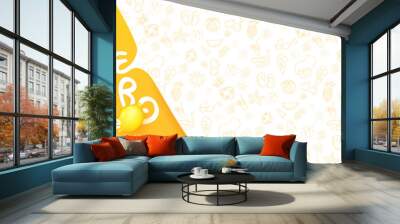 Summer banner design with beach accessories on the yellow background and copy space. Wall mural