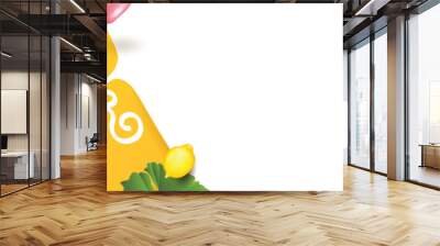 Summer poster banner design with beach accessories on the yellow background and copy space Wall mural