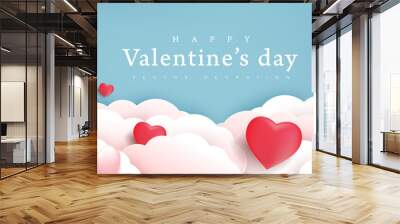 Valentines day background with Heart Shaped Balloons. Vector illustration.banners.Wallpaper.flyers, invitation, posters, brochure, voucher discount. Wall mural