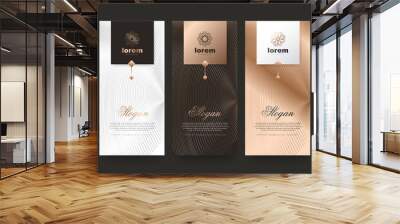 Vector set packaging templates nature luxury or premium products.logo design with trendy linear style.voucher discount, flyer, brochure.book cover vector illustration.greeting card background. Wall mural