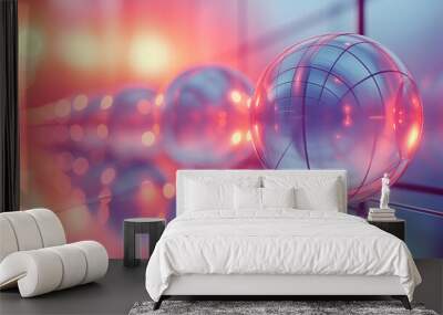 Orbital Sphere Dynamics. Dynamic spheres in orbital motion Wall mural