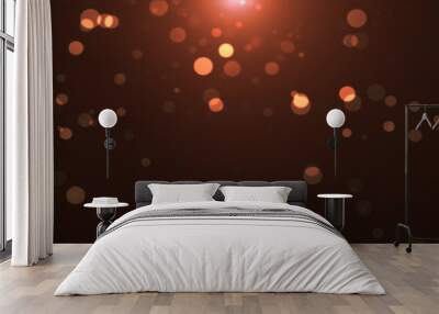 Abstract background of yellow orange gold glowing particles and bokeh dots of festive energy magic Wall mural