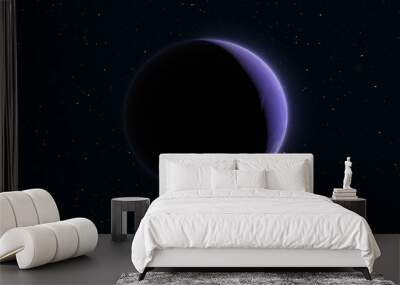 Abstract blue space futuristic planet round sphere against the background of stars Wall mural