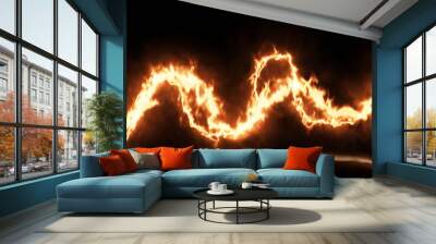 Abstract bright orange fiery lines light energy magical with reflections and fire abstract background Wall mural