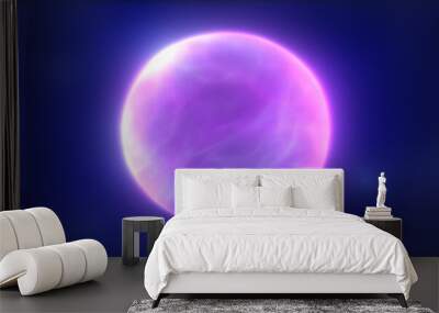 Abstract purple energy sphere round glowing magical digital futuristic space background Wall mural