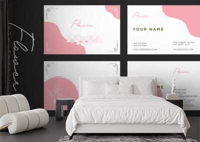 Modern and Elegant Business Card Design Template Pink Natural Feminine Beauty Wall mural