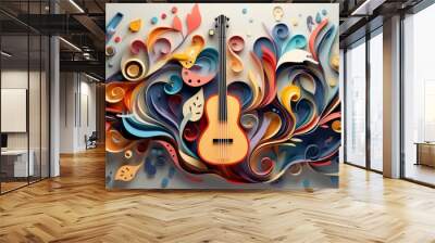 Abstract creative idea music or musical background. Colorful musical abstract illustration or paper art.  Wall mural