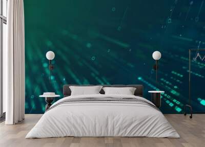 Green blue and turquoise abstract technological futuristic new age themed background Wall mural