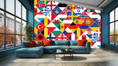 Flag background of European countries for Football competition. Wall mural