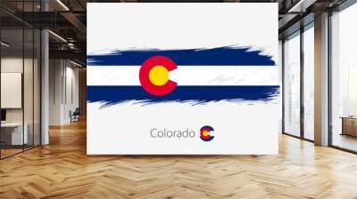 Flag of Colorado US State, grunge abstract brush stroke on gray background. Wall mural