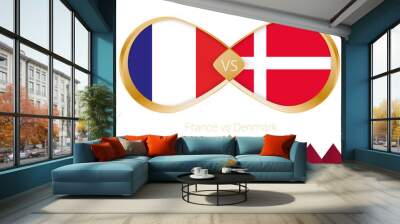 France versus Denmark golden icon for Football 2022 match. Wall mural