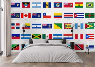 National flag of American countries, official vector flags collection. Wall mural