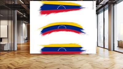 Set of 3 grunge textured flag of Venezuela Wall mural