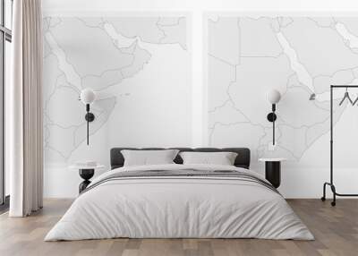 Two versions of the map of Djibouti, with the flag of Djibouti and highlighted in dark grey. Wall mural