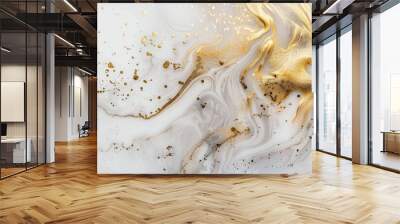 Abstract Swirling White and Gold Liquid Art Wall mural