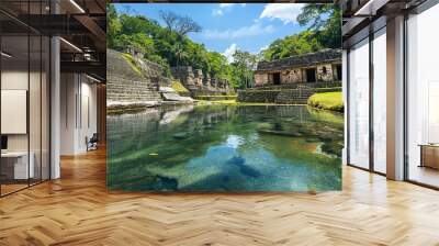 Mayan ruins and jungle in Mexico, adventure travel destination, perfect travel wallpaper Wall mural