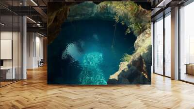 mysterious cenote, uncharted cave, adventure destination, perfect travel wallpaper Wall mural