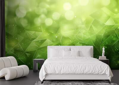 Abstract Green Geometric Pattern with Blurred Background Wall mural