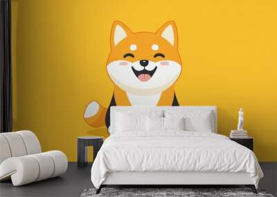 Cute Shiba Inu Dog Cartoon Illustration Wall mural