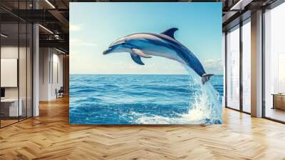 Dolphin Leaping Out of the Ocean Wall mural