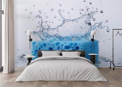 Water Splashing on a Blue Sponge Wall mural