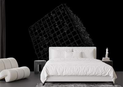 Abstract futuristic stylish 3D Cube in Motion. nice Wireframe Hologram 

 Wall mural