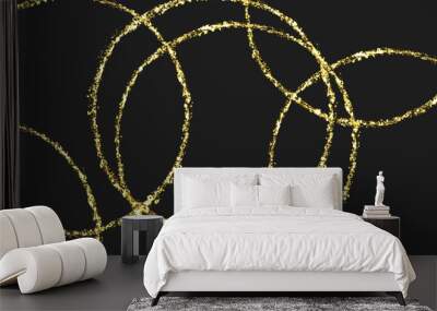 glitter lights black background, gold glitter defocused abstract Twinkly Lights Background. Wall mural