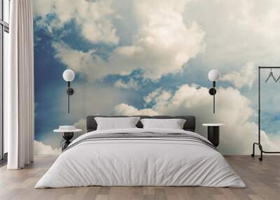 Bright sky and clouds. warm look. Panorama view. cloudscape Wall mural