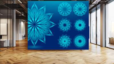 Abstract digital wireframe blooming geometric flowers. Modern graphic concept. Decorative element Wall mural