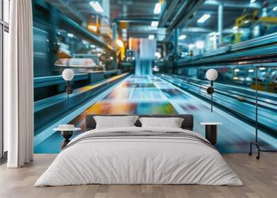 High-speed printing press in an industrial setting Wall mural