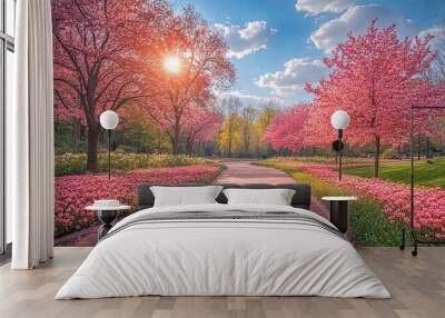 Vibrant Blooms. Springtime beauty concept Wall mural