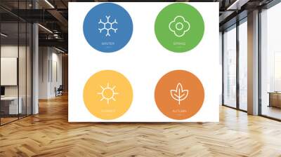 Four seasons icons set. Winter, spring, summer and autumn. Vector illustration
 Wall mural