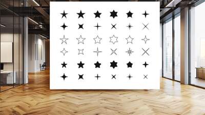 Star icons set. A collection of night luminaries. Logos of stars in different styles. Vector illustration Wall mural