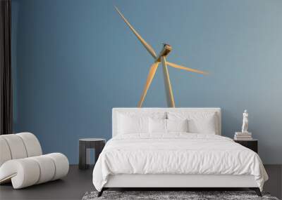 Wind mill on a field during warm sunrise light. Summer day. Green eco friendly energy source. Copy space Wall mural