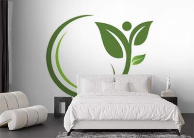 Logos of green Tree leaf ecology Wall mural