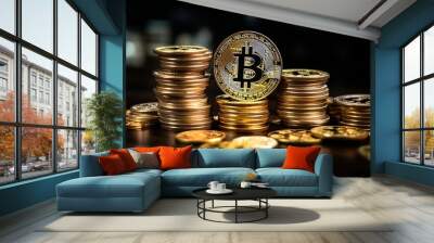 Cryptocurrency investing concept. Concept interest rates and dividends ,investment growth percentage and interest on deposits. Wall mural