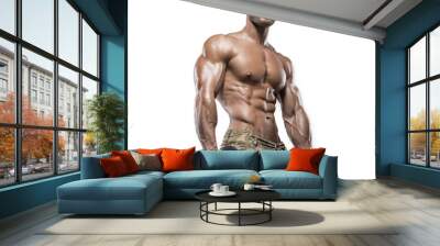 Muscular bodybuilder guy isolated over white background Wall mural